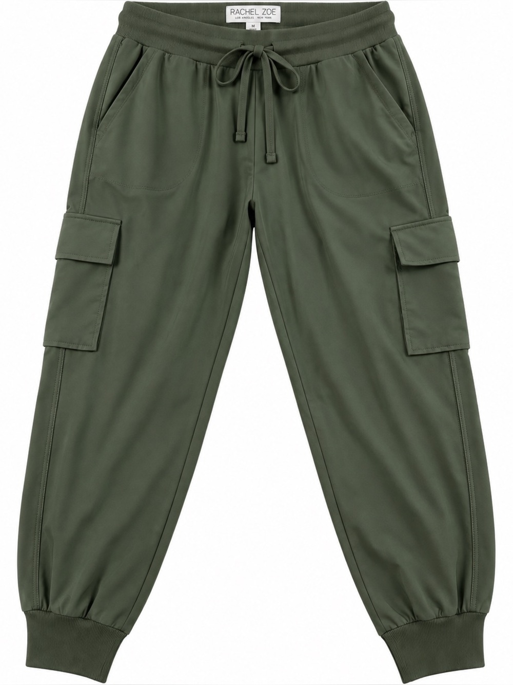 Rachel Zoe High Rise Olive Green Cargo Jogger Pants Medium 27” Inseam
